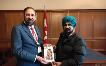 ਬ੍ਰਿਟਿਸ਼ ਕਲੰਬੀਆ ਦੀ ਵਿਧਾਨ ਸਭਾ ਵਿੱਚ  ਲੇਖਕ ਗੁਰਨੈਬ ਸਾਜਨ ਦਾ ਕੀਤਾ ਮਨਿਸਟਰ ਜਗਰੂਪ ਸਿੰਘ ਬਰਾੜ ਨੇ ਸਨਮਾਨ