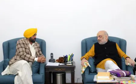 ਮੁੱਖ ਮੰਤਰੀ ਭਗਵੰਤ ਮਾਨ ਨੇ ਕੀਤੀ ਕੇਂਦਰੀ ਗ੍ਰਹਿ ਮੰਤਰੀ ਅਮਿਤ ਸ਼ਾਹ ਨਾਲ ਮੁਲਾਕਾਤ  